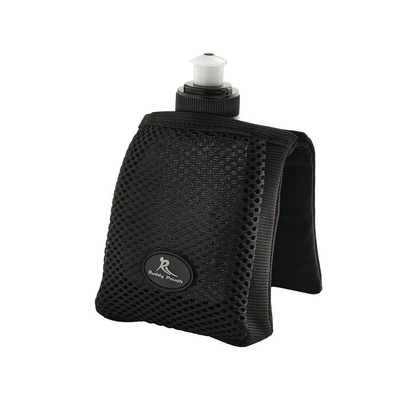 Running Buddy Running Water Bottle Pouch - 4" x 4" Black, 7 oz - Magnetic Water Bottle Holder for Running & Walking - No-Bounce Hydration Pack