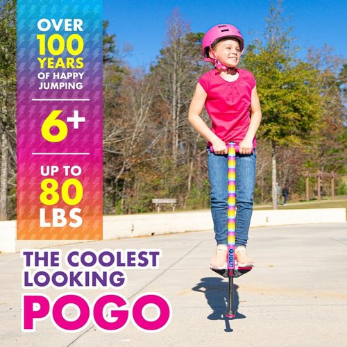 Flybar Foam Jolt Pogo Stick - Safe & Fun for Kids 6+ | Supports 40-80 Pounds | Rainbow Design