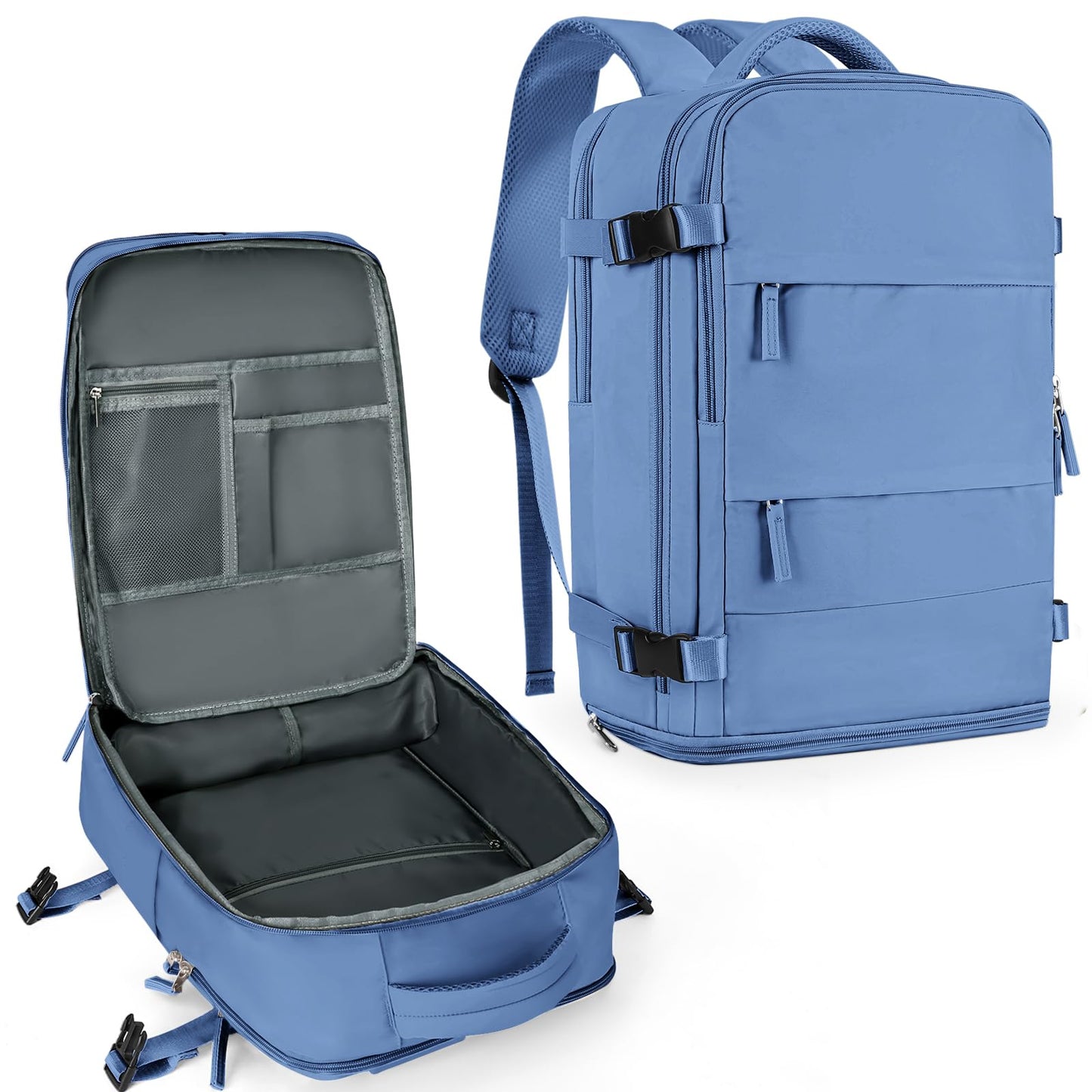 coowoz Travel Backpack for Women Men,Carry On Backpack,Hiking Backpacks Outdoor Sports Rucksack Casual Daypack Travel Essentials Sky Blue