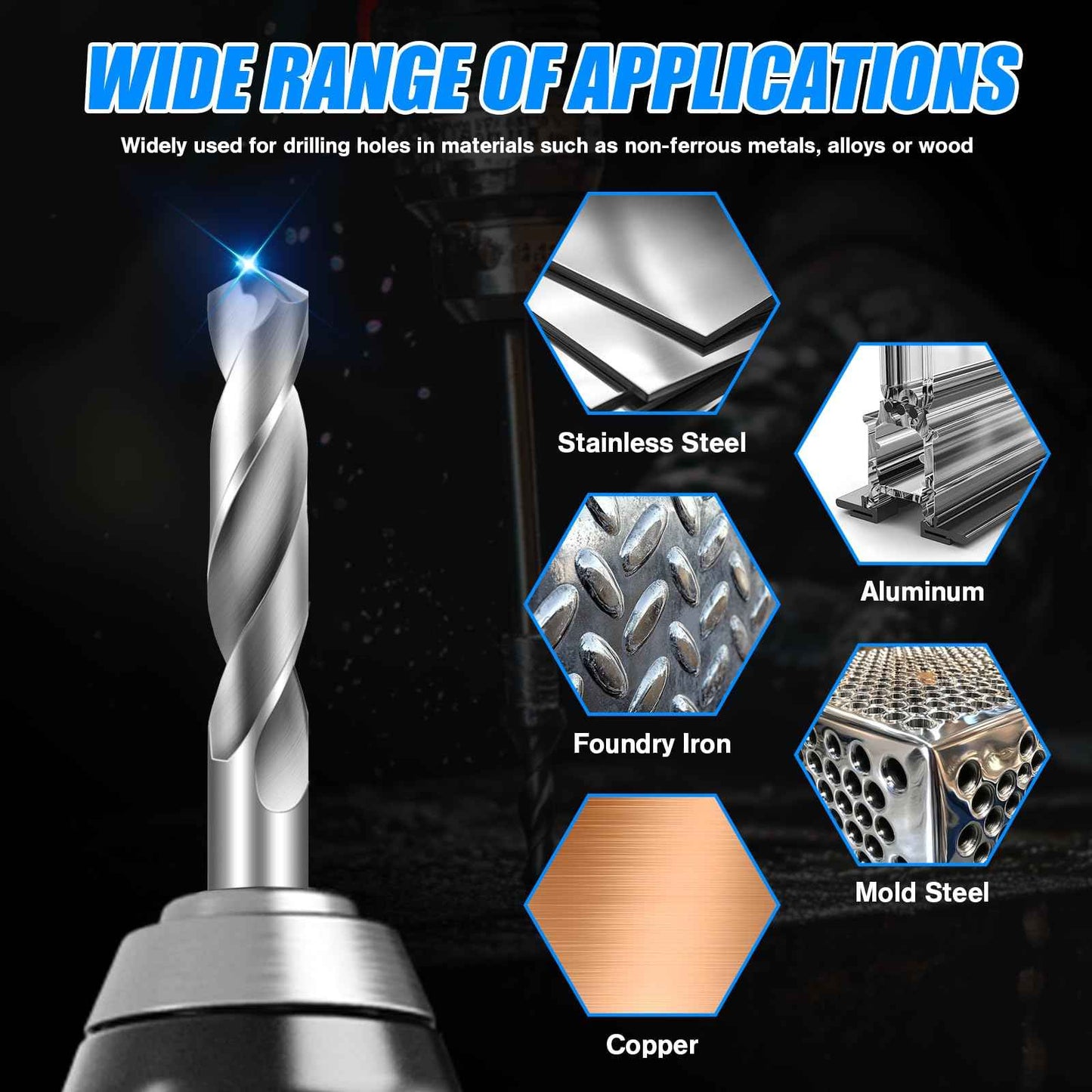 1/8" Drill Bits Solid Carbide Drill Bits, Tungsten Carbide Drill Bit Set, Metal Drill Bit Set for Stainless Steel Hardened Steel Cast Iron Alloy Copper, 2-Pieces