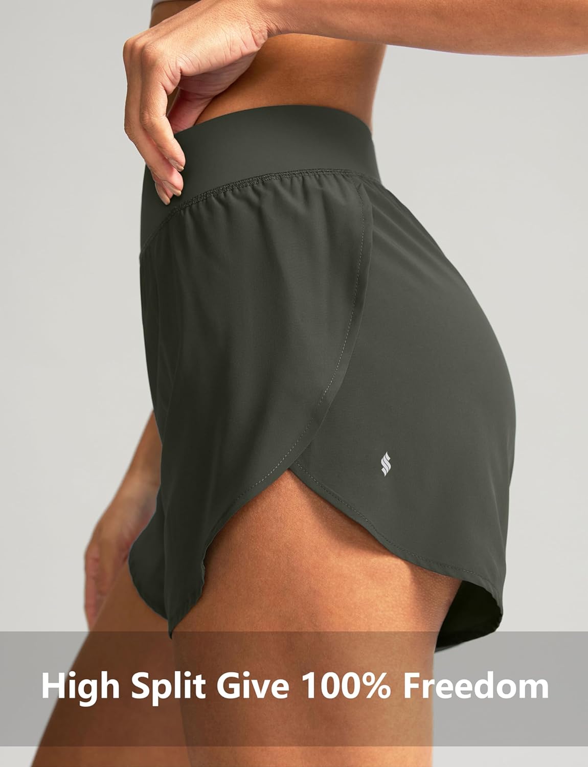 Soothfeel High Waisted Running Shorts for Women - Quick Dry Dolphin Style Gym Shorts with Liner