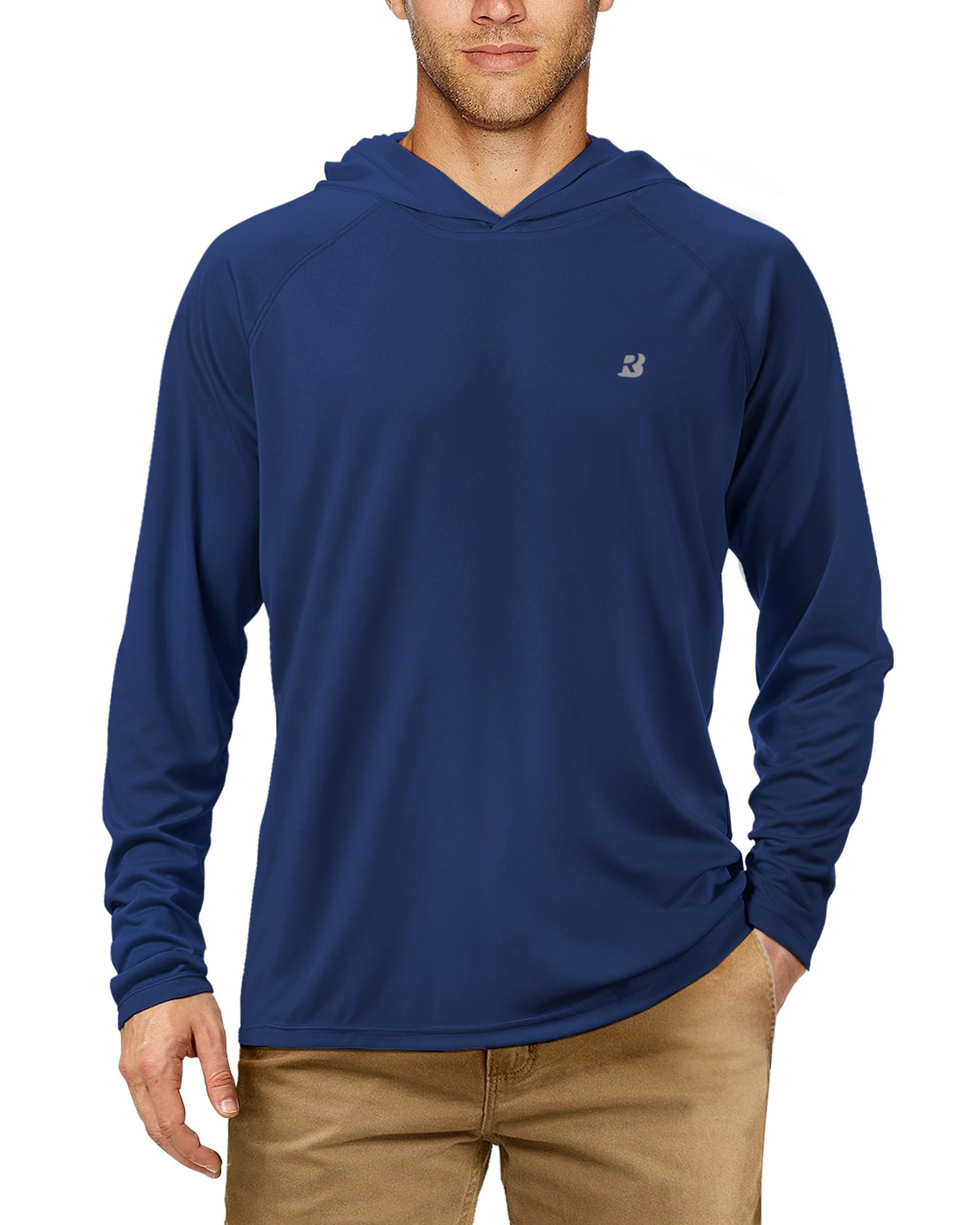 Roadbox Men's Sun Protection Long Sleeve Hoodie UPF 50+ Outdoor UV Fishing Shirts for Workout, Running, Fishing, Hiking (XXX-Large)