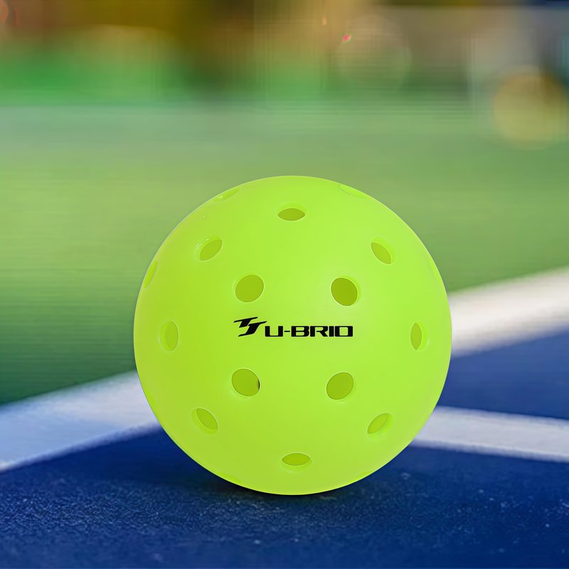 U-BRIO Outdoor Pickleball Balls, 40 Holes Rotation One-piece Green 4 Pack, High Bounce Stable Trajectory Stylish Durable Crack-Resistant Pickleballs.