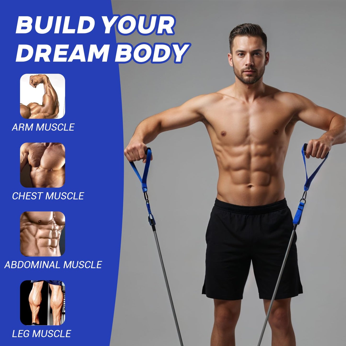 Kifmurase Heavy Resistance Bands for Working Out, 300lbs Exercise Bands with Handles, Workout Bands with Handles, Fitness Weight Bands for Men Muscle Strength Training Stretching Yoga