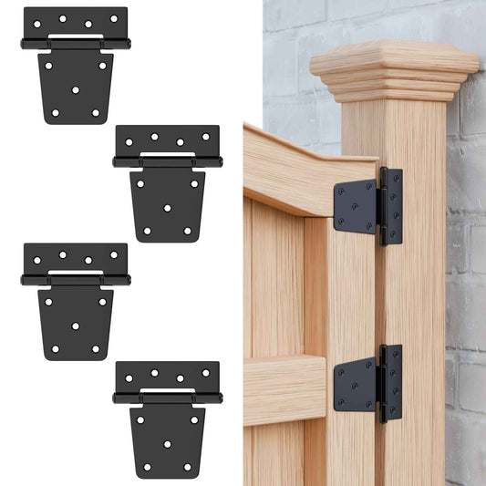 TRIPLE DEER 3.5 Inch Heavy Duty Gate Hinges, Extra Thick Gate Hinges for Wood Fence Barn Door Shed Gate Swing Door, Black Finish Door Strap Hinge, 4 Pack