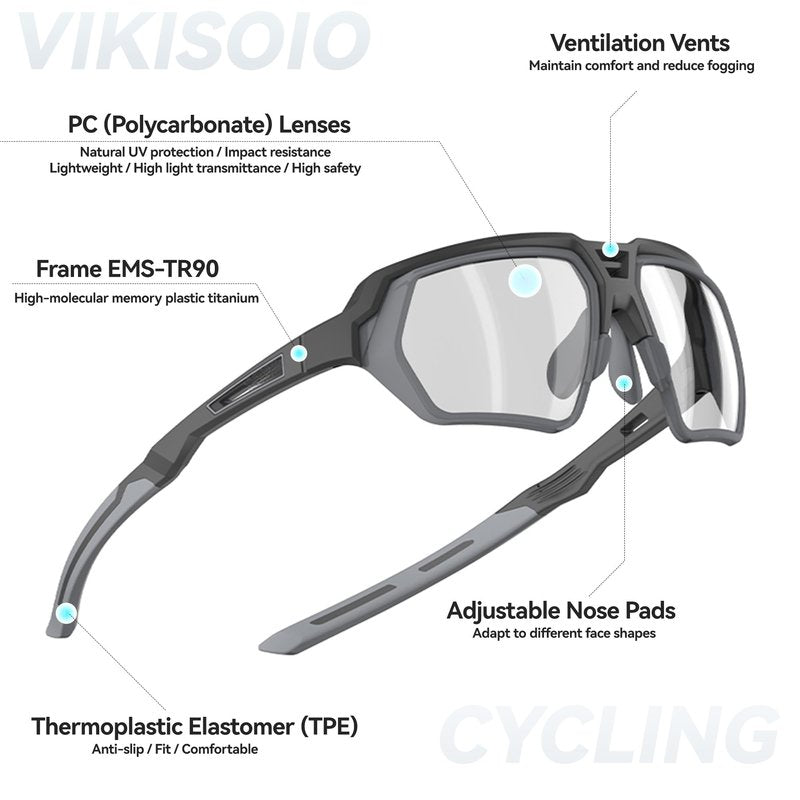 VIKISOIO Polarized Driving Glasses, 3 Interchangeable Lenses, Sport Goggles for Car, Motorcycle, Sport Sunglasses for Men Women