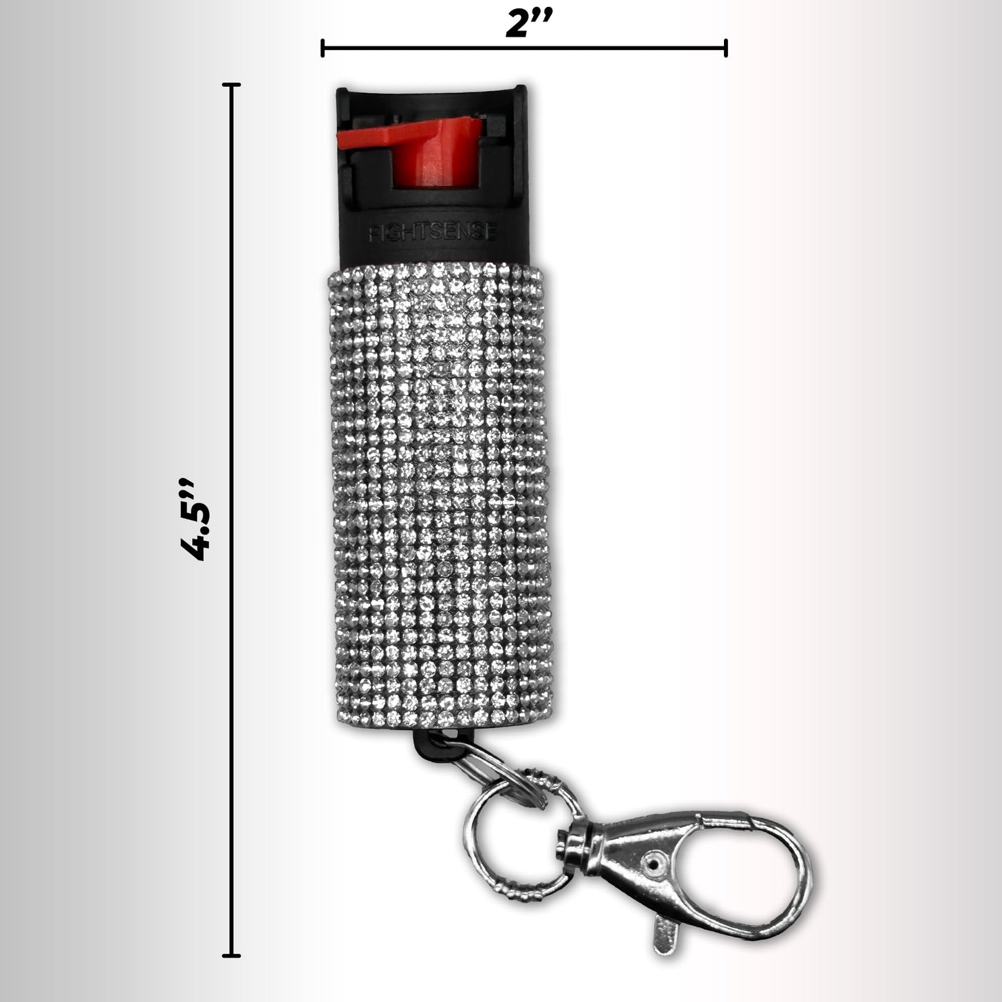 FIGHTSENSE Self Defense Pepper Spray - 1/2 oz Compact Size Maximum Strength Police Grade Formula Best Self Defense Tool for Women W/Leather Pouch Keychain (Silver Multi)