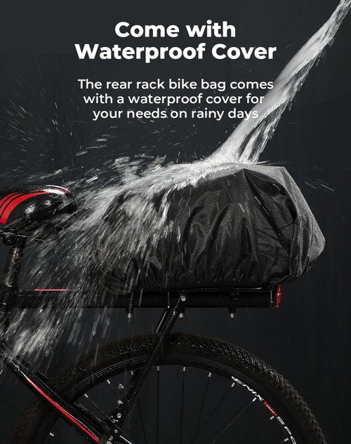 KEMIMOTO Bike Bag PVC Bicycles Rear Rack 15L Bicycles Trunk Pannier with Waterproof Cover and Water Cup Bag for Commuter Travel Outdoor