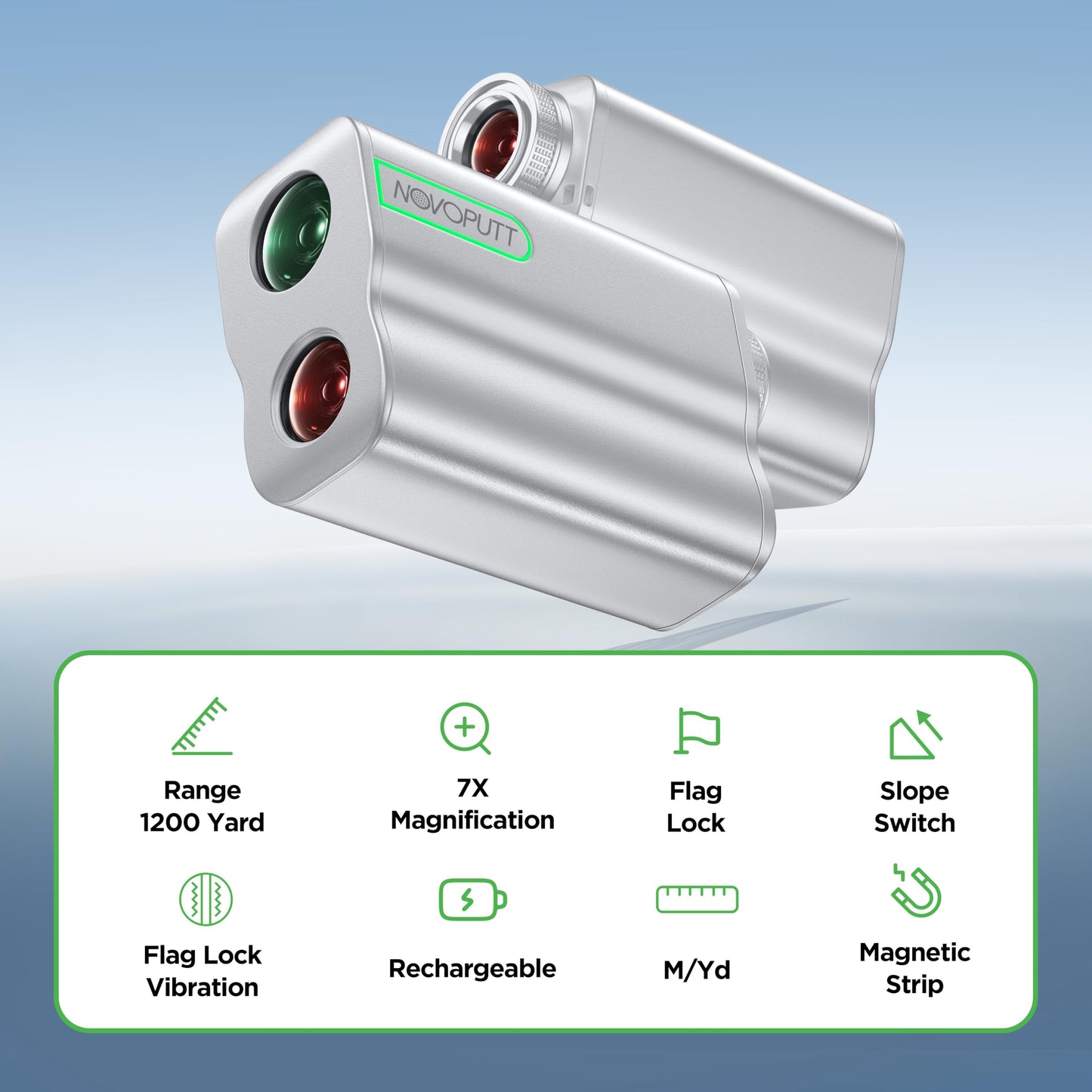 1200 Yards Golf Range Finder with External Slope Switch, Magnetic Aviation Aluminum Body, 7X Magnification Laser Rangefinder for Golf & Hunting, USGA Tournament Legal, USB-C Rechargeable & 0.5S Lock