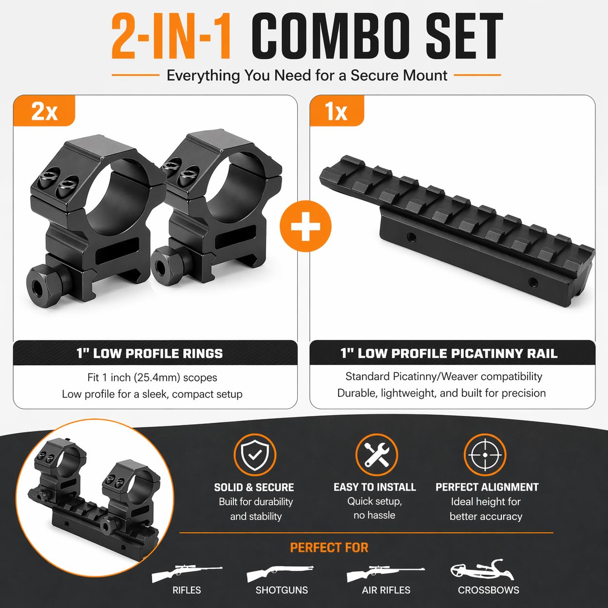 360 TACTICAL .22/Airgun 3/8" Dovetail to 7/8" Weaver Picatinny Rail Adapter Mount 9 Slot Low Profile