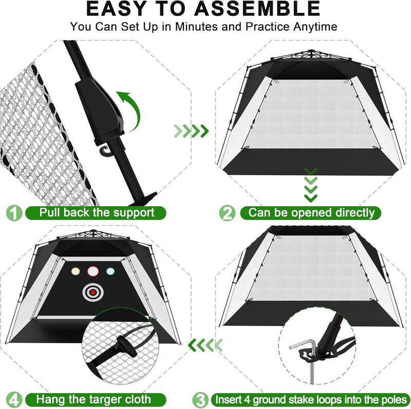 Golf Net,Golf Practice Net with Heavy Base Turf Mat,Easy to Install 10x7.5FT Hitting Aid for Backyard Driving Chipping Swing Training, for Men, Dad