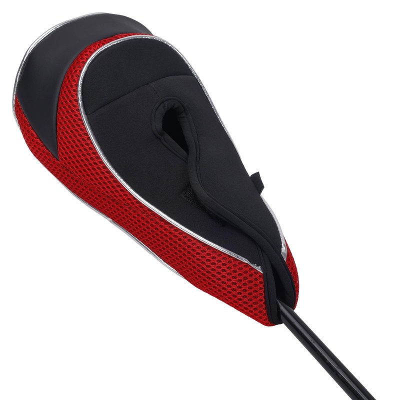 Andux Golf Club Driver Wood Head Covers with Hook & Loop Set of 3 Black/Red