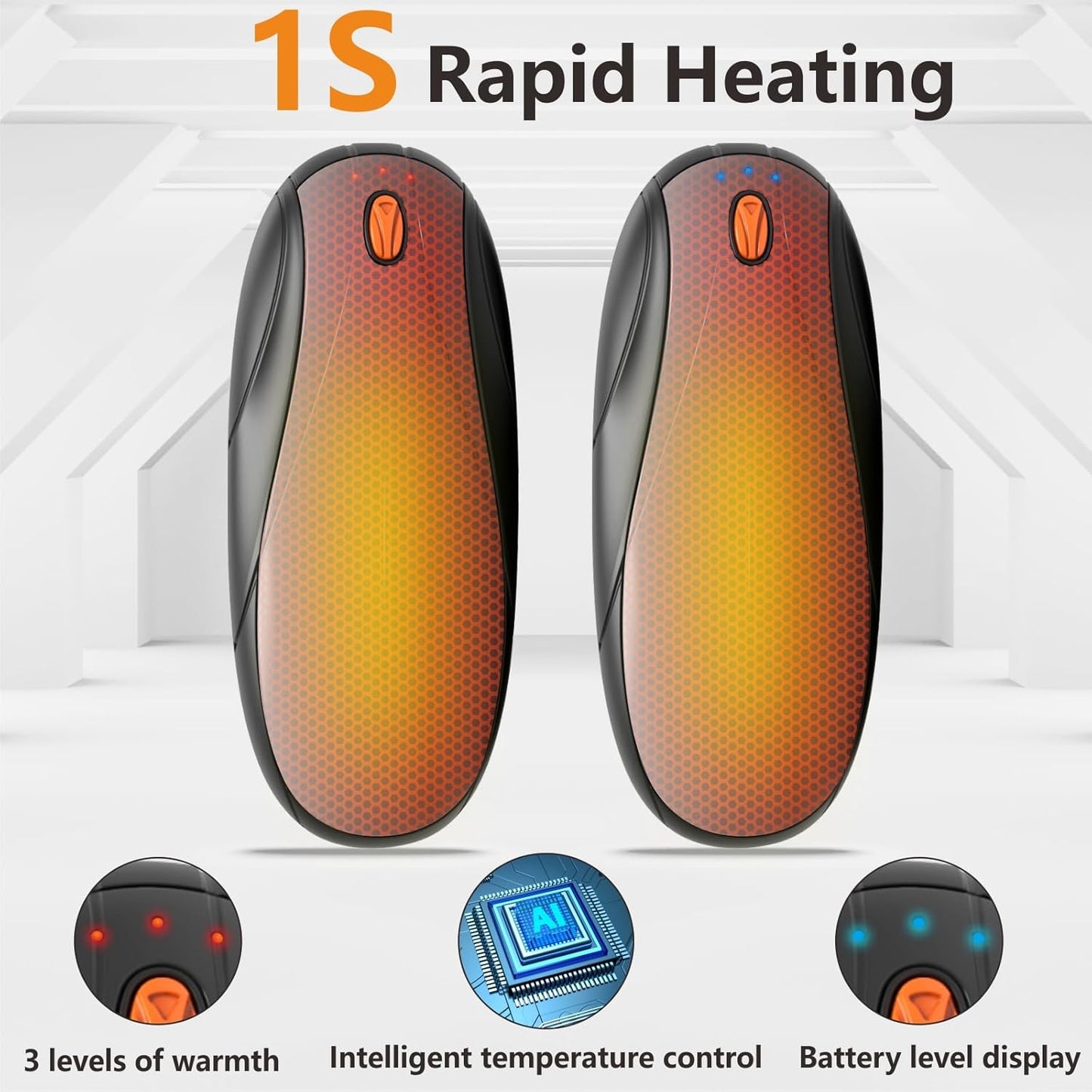 Skiennix Rechargeable Hand Warmers - 14000mAh Quick Charge Portable Heater | Perfect for Winter Outdoors