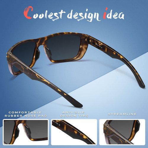 CARFIA Sport Cycling Polarized Sunglasses for Men Driving Fishing Hiking Boating Square Wrapround Glasses