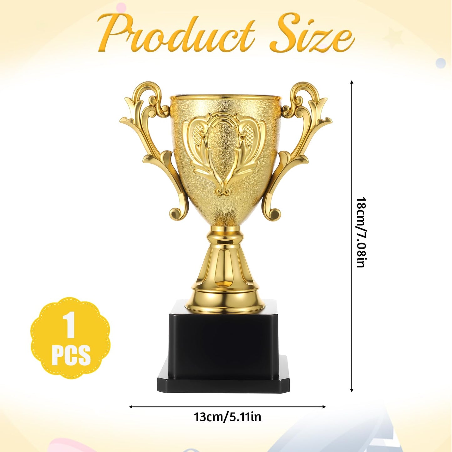 Exircy Plastic Gold Trophy Cup, Golden Trophies Trophy Cup for Sports Footabll Competition Tournaments Party
