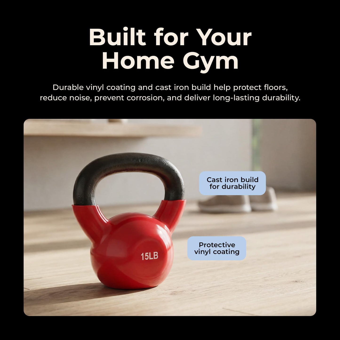 Sunny Health & Fitness Sunny Vinyl Coated Kettlebell (15-Pound)