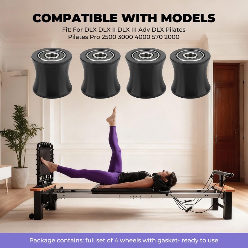 YIBEICO Upgraded Replacement Rollers Wheels for Total Gym DLX DLX II III ADV DLX Pilates Pilates Pro 2500 3000 4000 570, Fitness Exercise Equipment Wheels for Bayou Total Trainer Aero Pilates Reformer