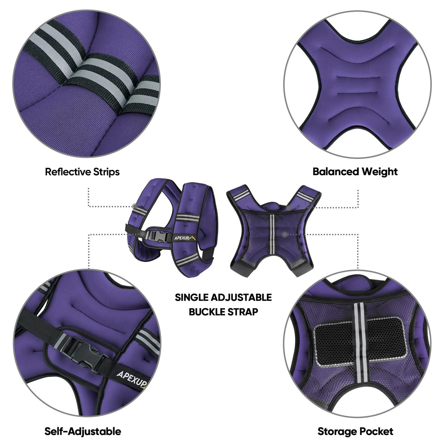 APEXUP 10lbs Weighted Vest Men Women, Weight Vest for Women Workout Equipment for Strength Training Running (Purple)
