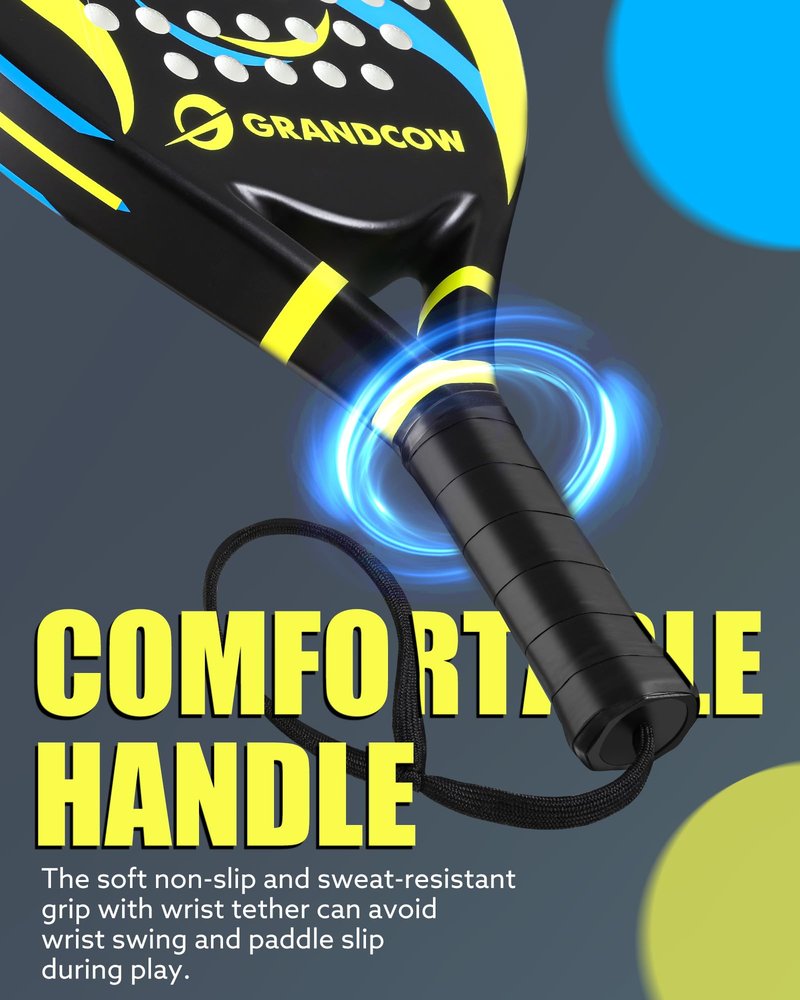 Padel Racket Palas de Padel raqueta Lightweight for Women Female Players Teardrop Shape, Soft EVA Core, Fiberglass Surface, Beginner to Intermediate Arm Friendly All Round Racquet 38mm (Black)