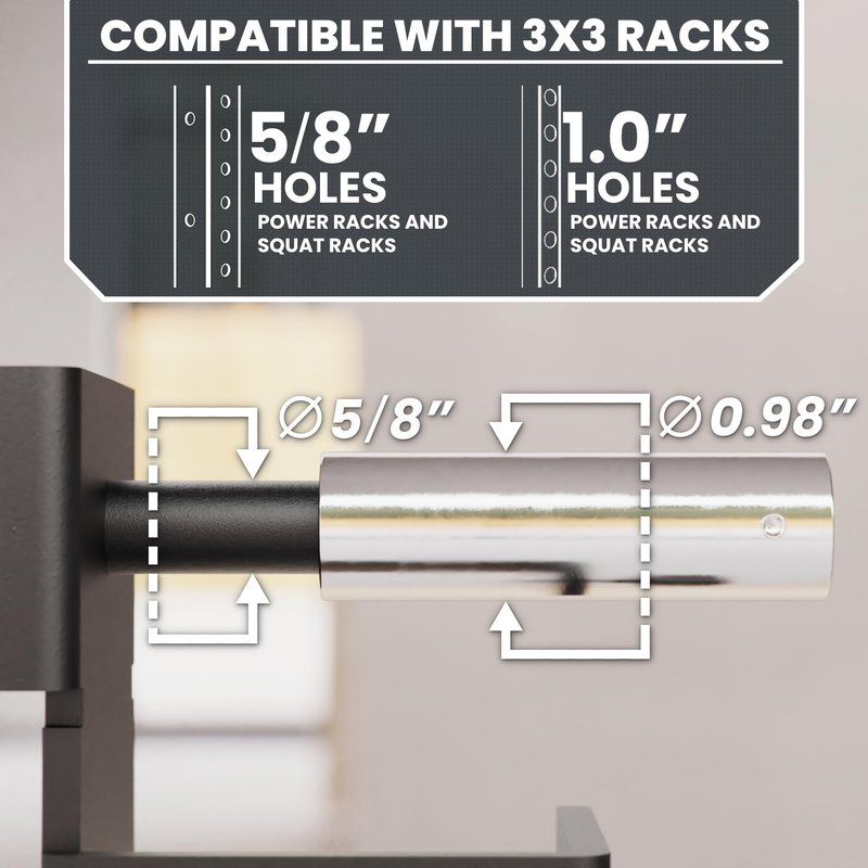Synergee Safety Straps for 3x3 Power Racks – 29" Max Inside Depth – 750 lb Capacity Barbell Catch Straps with Quick-Mount Brackets & 5/8"–1" Hole Converters