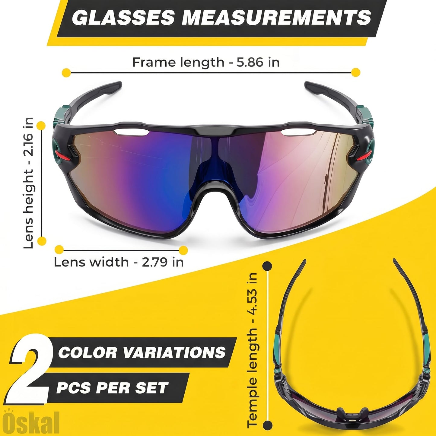 2 Pcs Running Glasses for Men and Women - Polarized Running Shades with Secure Fit, Scratch-Resistant Polycarbonate Lenses, Lightweight and Flexible Cycling Glasses for Running's, Tennis, and Fishing