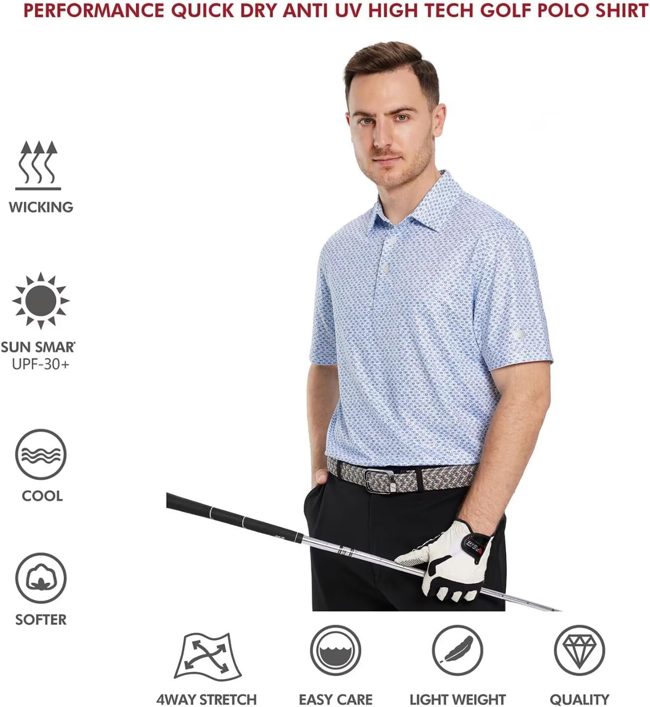 Skiennix Men's Golf Polo Shirt - Moisture-Wicking Short Sleeve Performance Tee | Casual Athletic Fit