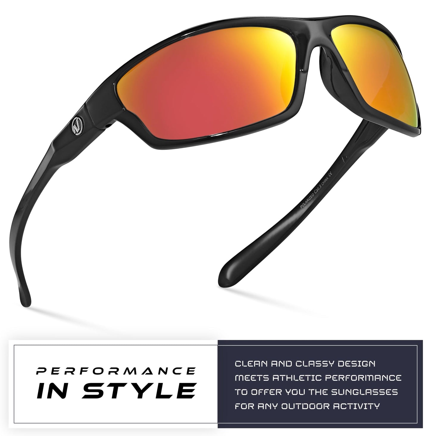 Nitrogen Polarized Wrap Around Sport Sunglasses for Men Women UV400 Driving Fishing Running Sun Glasses