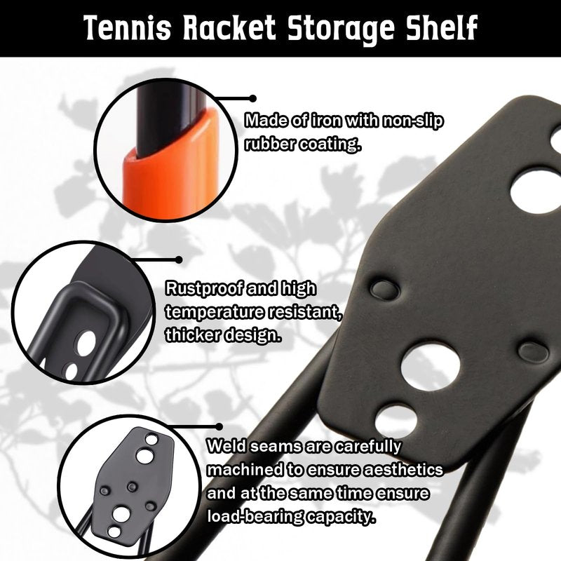 2 Pack Wall-Mounted Tennis Racket Storage Rack Display Stand, Badminton Racket Stand, Suitable for Badminton Rackets, Tennis Rackets