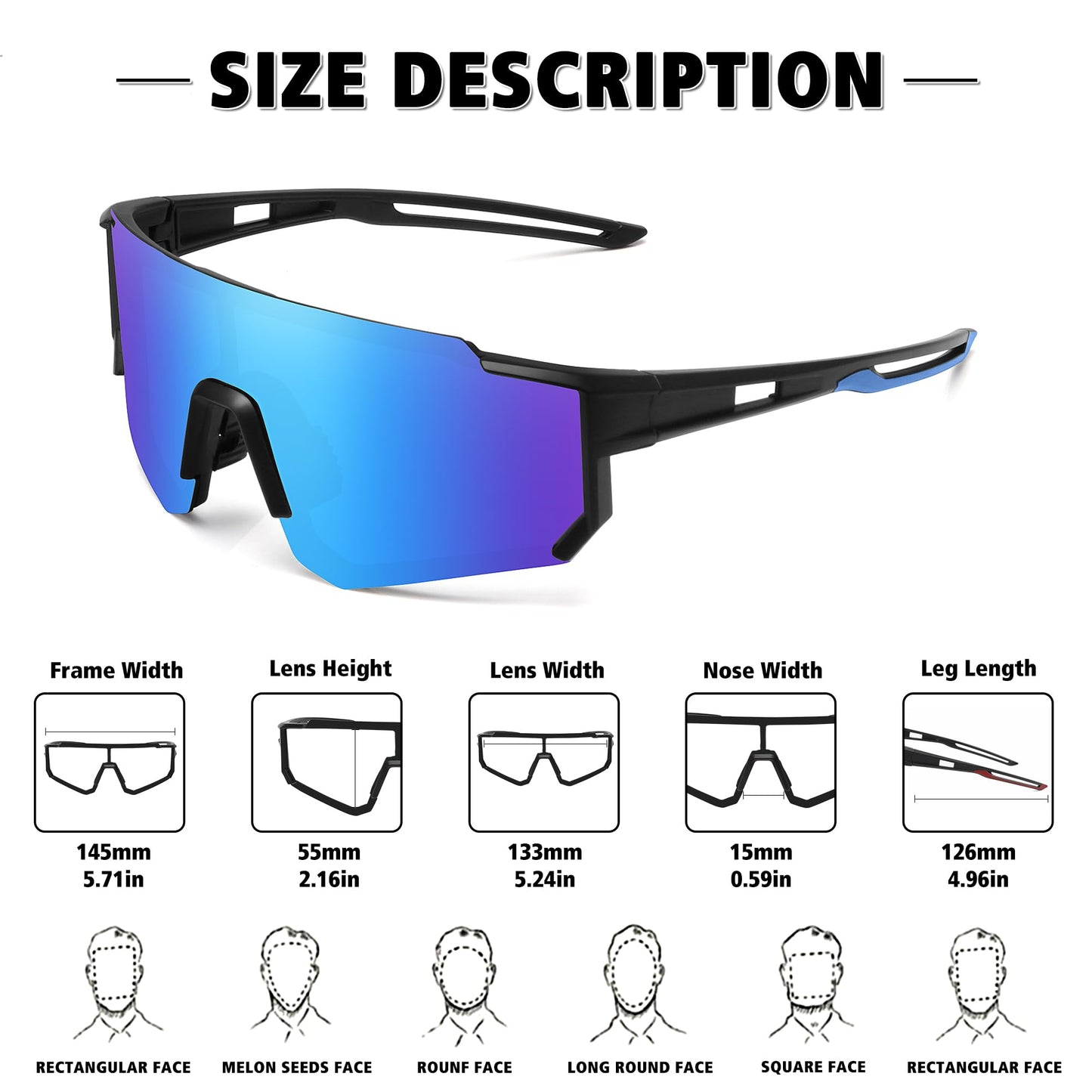 STORYCOAST Sports Running Sunglasses for Men Women Cycling Driving Fishing Bike Sunglasses Polarized UV400 Protection 3Pack Matte Black/Gray+ Black/Ice Blue+ Black/Green