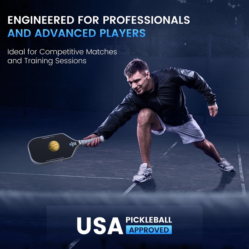 T700 Raw Carbon Fiber Pickleball Paddles, Pickleball Paddles Pro-Level for Aggressive, Offensive Player, Pickleball Paddle with 16mm Polymer Honeycomb Core & Overgrips, Maximum Control & Spin & Power