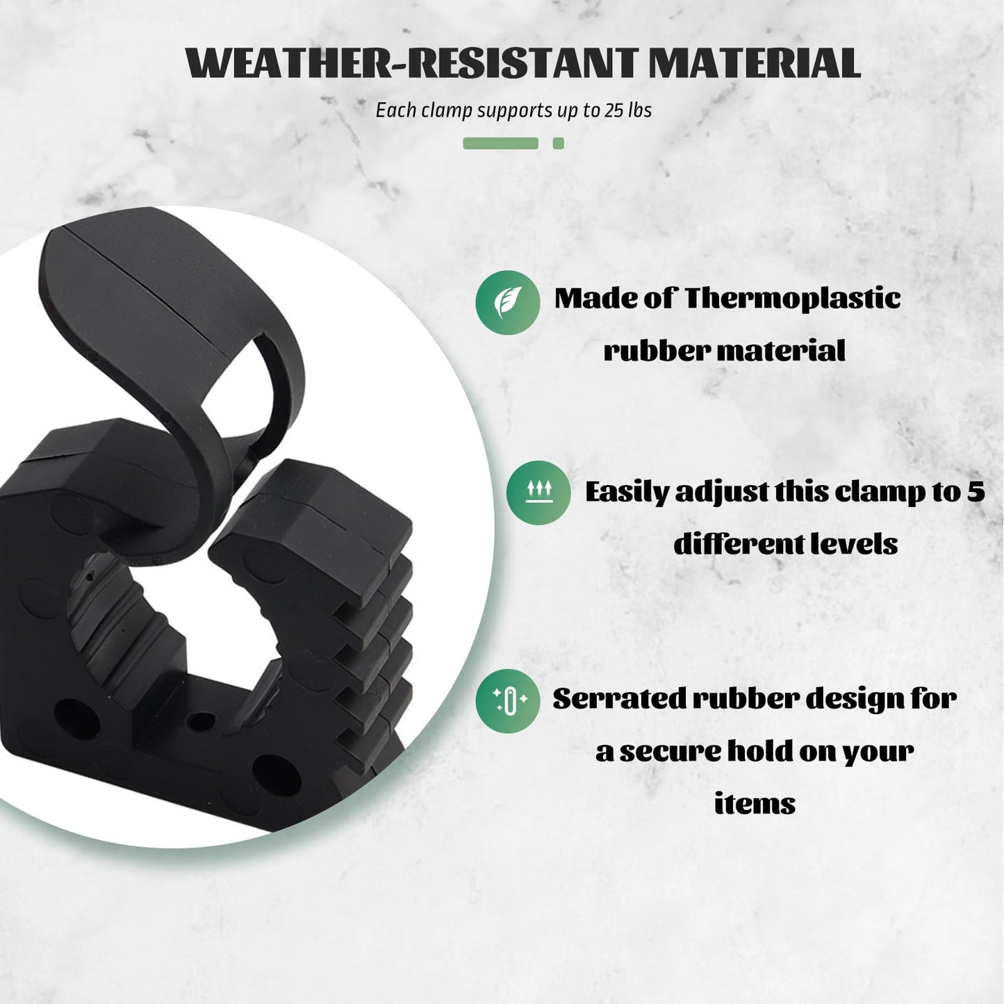 Quick-Release Clamp Mount Kit, Shovel Holder, Car Accessories for Roof Rack, 1-1/7" to 1-3/7" Diameter Tools (4Pcs), Black