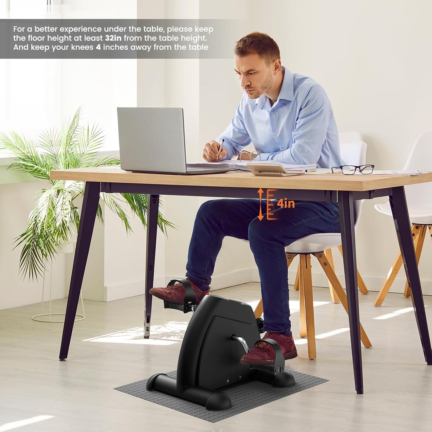 Sportneer Under Desk Bike Pedal Exerciser - Portable Mini Exercise Bike for Seniors | LCD Display, Anti-Skid Mat
