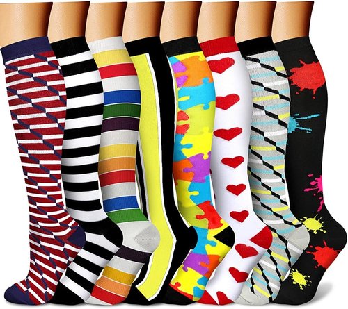 CHARMKING Compression Socks - 15-20 mmHg Support for Circulation | 8 Pairs for Athletic Running & Cycling