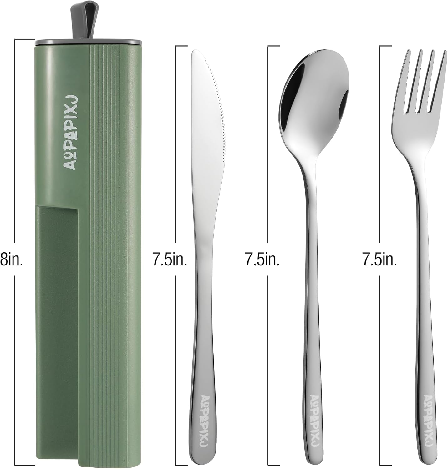 Skiennix Reusable Stainless Steel Utensils Set - Portable Travel Flatware Kit with Case & Phone Stand