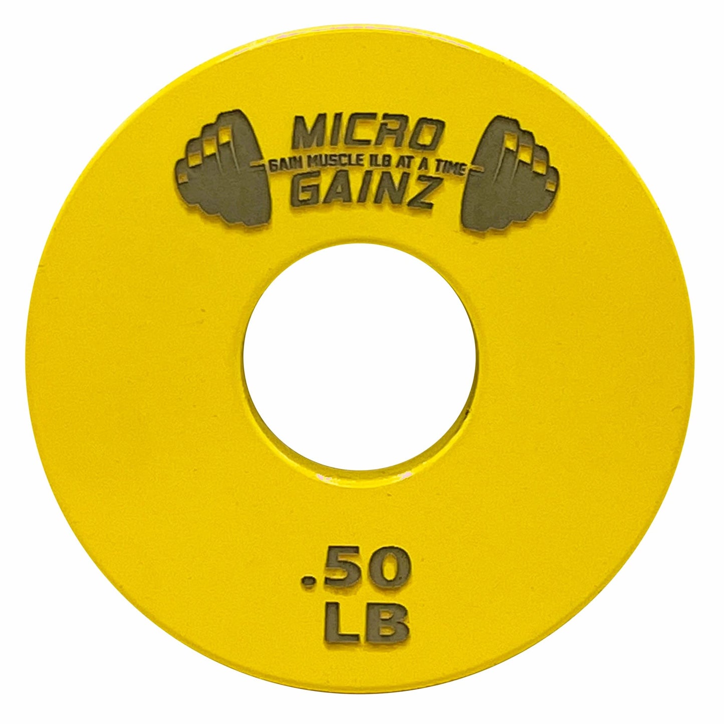 Micro Gainz 1-Inch Center Hole Standard Fractional Weights Plates Set, 8 Piece Dumbbell & Barbell Set of .50LB Plates for Strength Training and Weight Lifting, (Choose Color), Made In USA (Yellow)