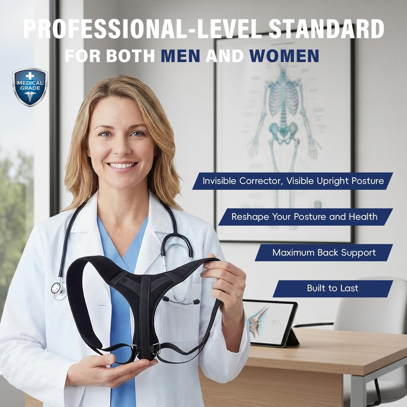 Posture Corrector for Men and Women, UltraSupport+ Comfortable Upper and Back Brace, Pain Relief from Bad Posture for Slumping Shoulders, Hunching, Shoulder Pain Neck. Adjustable Back Straightener.