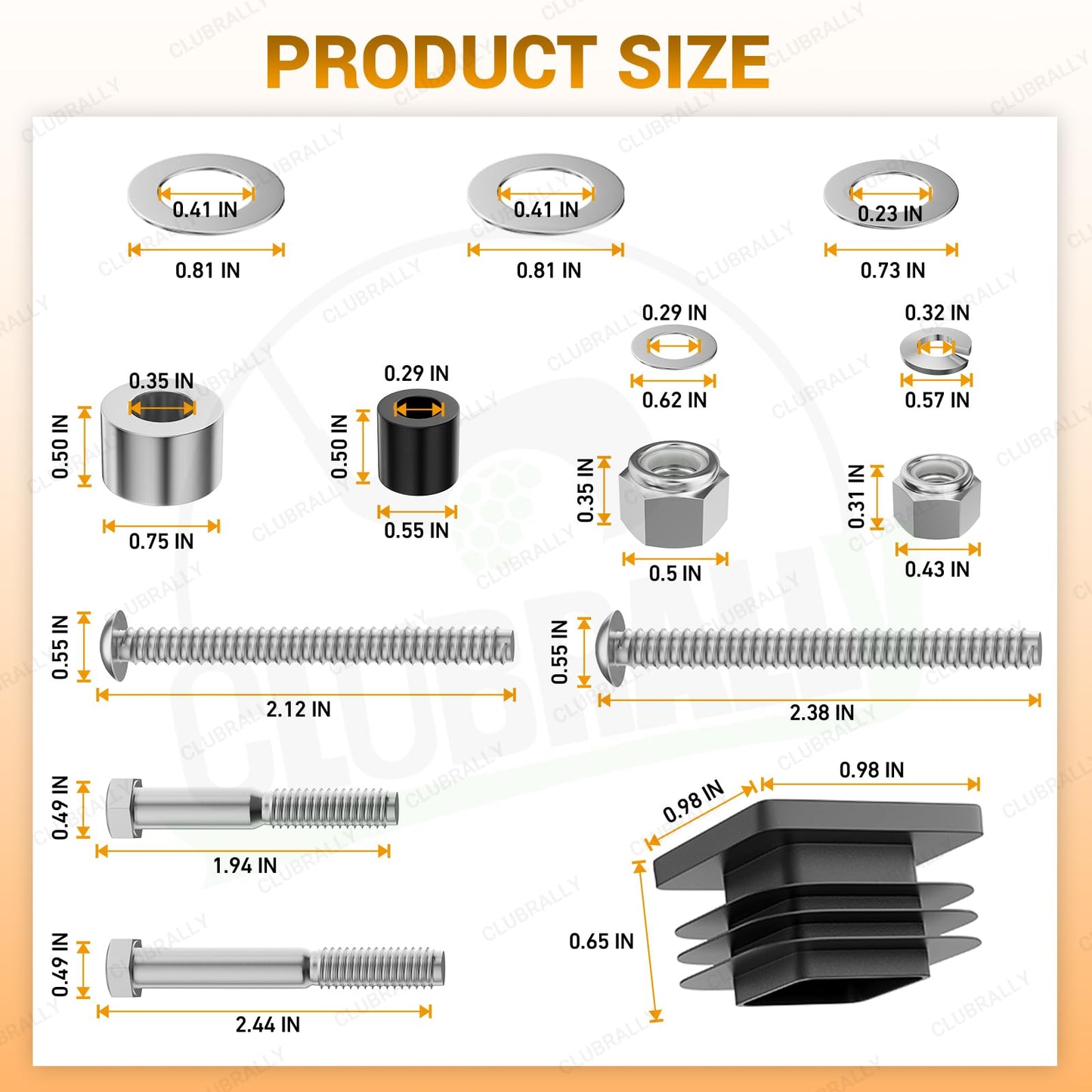 CLUBRALLY Golf Cart Suntop Hardware Kit, Front Top Strut Stainless Steel Screw Bushings Repair Kit for 1994-2013 EZGO DCS/PDS/TXT/Medalist 2-Seater Model, OEM#75465-G01