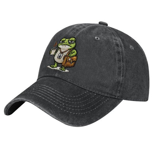 DEKIFNHG Tired Frog Baseball Cap for Men Women, Funny Adjustable Cotton Embroidered Dad Hat