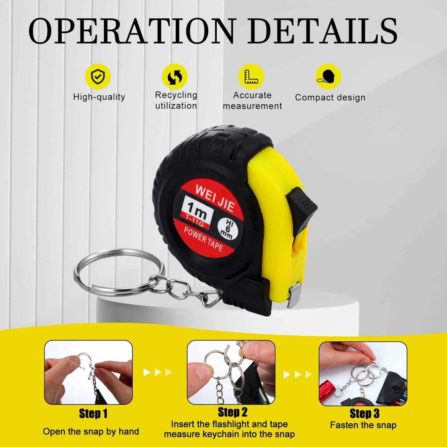 Quelay 18 Pcs Mini Screwdriver Tape Measure Keychains LED Lights Keychain Set Tool Party Favors Mini Hand Tool Adult Prizes Pinata Stuffers Christmas Bulk Gifts for Men, No Batteries Included