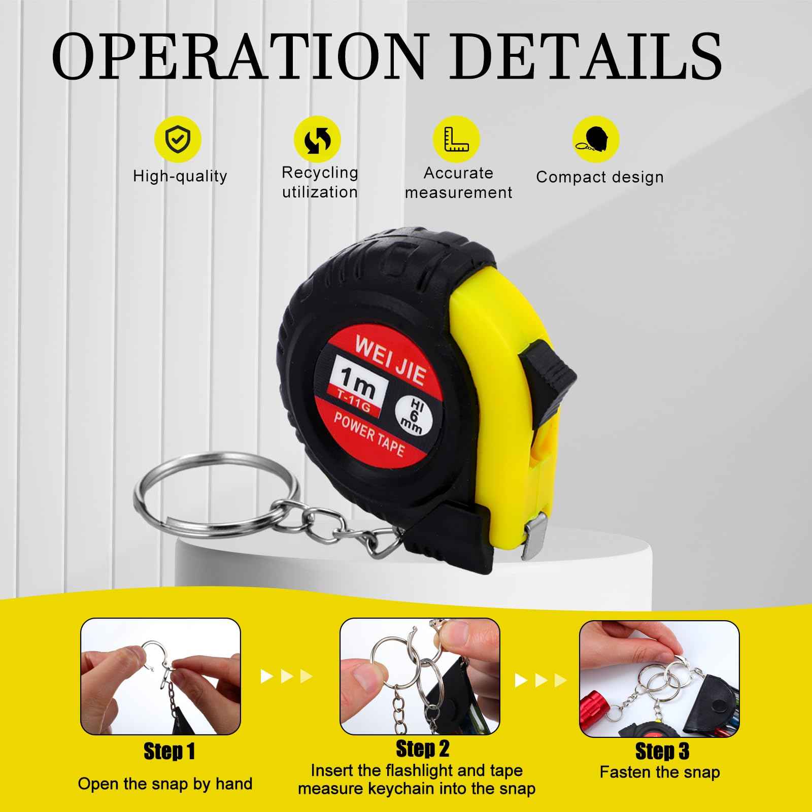 Quelay 18 Pcs Mini Screwdriver Tape Measure Keychains LED Lights Keychain Set Tool Party Favors Mini Hand Tool Adult Prizes Pinata Stuffers Christmas Bulk Gifts for Men, No Batteries Included