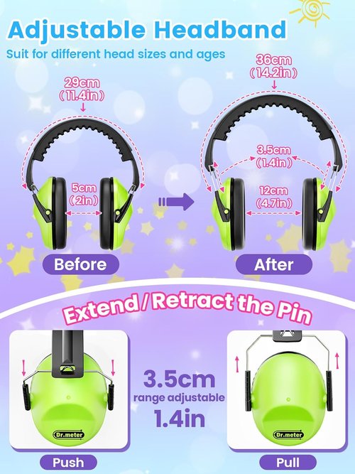 Dr.meter Noise Cancelling Ear Muffs - Adjustable Hearing Protection for Kids & Adults | 27.4 SNR