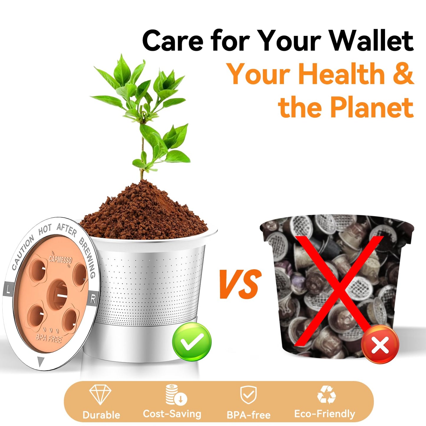 CAPMESSO Reusable K Cups for Keurig: 2025 Updated My K Cup Stainless Steel Coffee Filter Refillable Coffee Pods for K Supreme/K Slim/k-Duo Gen 2/K-Brew Chill with Multistream Technology (1 Pack)