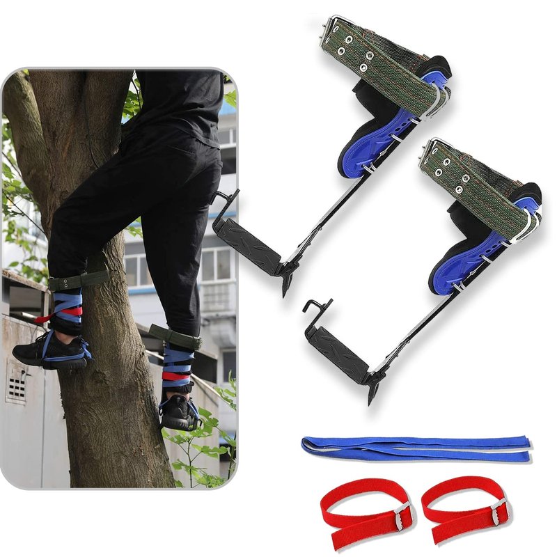 HTTMT- Tree/Pole Climbing Spike Set Safety Belt Strap Rope Adjustable Stainless Steel [P/N: ET-OUTDOOR002-RAW]