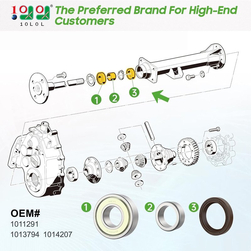 10L0L Golf Cart Rear Axle Bearing Bushing & Oil Seal Kit Fuel Seal Fit for Club Car DS & Precedent 1986-2014 Electric, Bearing Shaft Kit Replace OEM 1011291 1014207 1013794