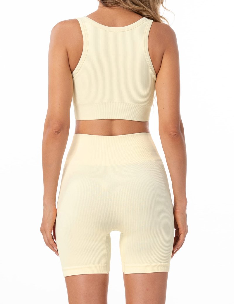 MathCat Workout Sets For Women 2 Piece Outfits Yoga Gym Biker Short set Seamless Ribbed Sets