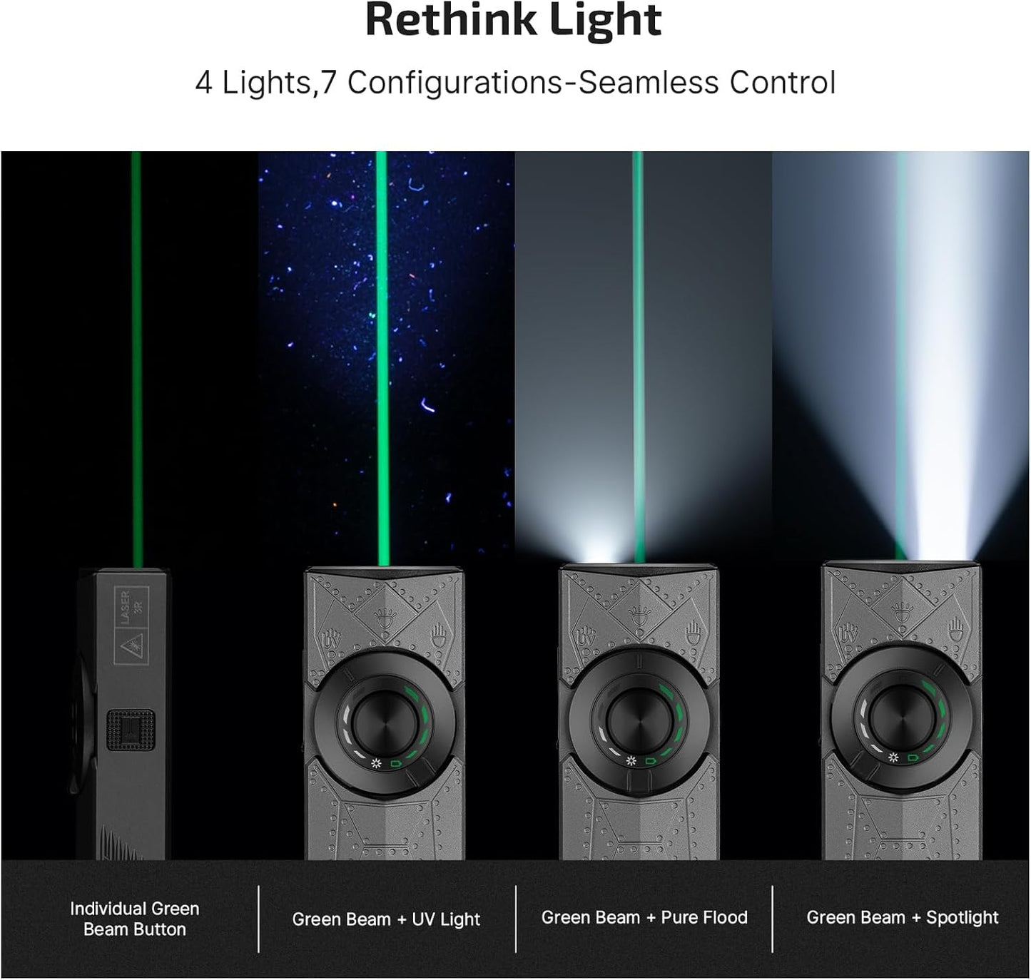 OLIGHT ArkPro EDC Flashlight - Rechargeable 1500 Lumens with Green Beam, UV & White LED | Compact Camping Light