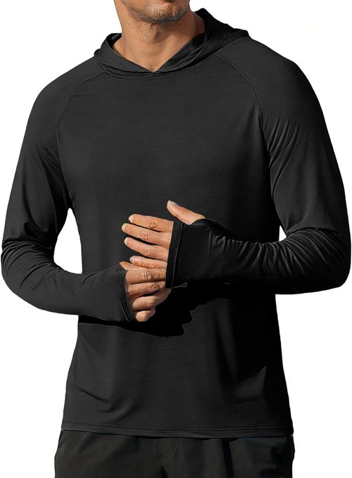 COOFANDY Men's UPF 50+ Long Sleeve Hoodie | Lightweight Quick-Dry Sun Protection Fishing Shirt