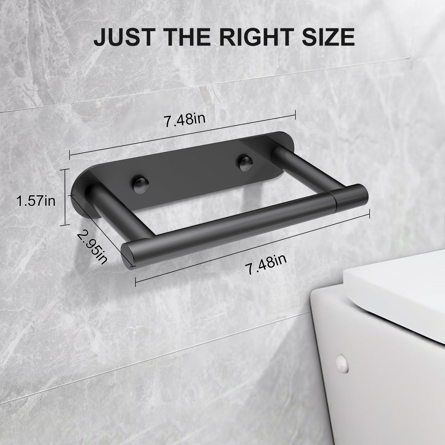 SetSail Toilet Paper Holder Adhesive or Screw-in Matte Black Bathroom Toilet Paper Roll Holders Wall Mount Stainless Steel Tissue Holder for Bathroom Hardware Accessories