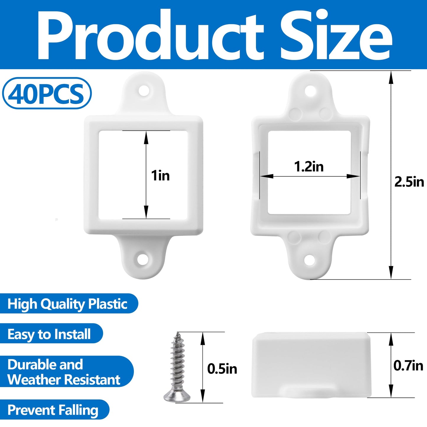 Shupakul 40 Pcs H705 LED Light Mounting Bracket Clip,Waterproof H705 LED Lights Mount Set with 80 Screws,Screw Mounting White Square Light Brackets for Outdoor Installation
