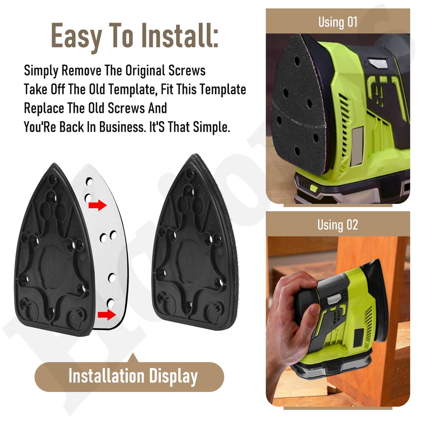 2 Pack 039065005001 Mouse Sander Replacement Pads Compatible with Ryobi Ridgid/Homelite CFS1503K CFS1503 CFS1502 CFS1503G Backing Platen Detail Sander